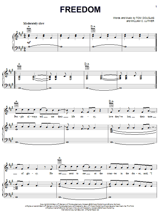 Kenny Chesney Freedom Sheet Music Notes & Chords for Piano, Vocal & Guitar (Right-Hand Melody) - Download or Print PDF Kenny Chesney Freedom Sheet Music Notes & Chords for Piano, Vocal & Guitar (Right-Hand Melody) - Download or Print PDF