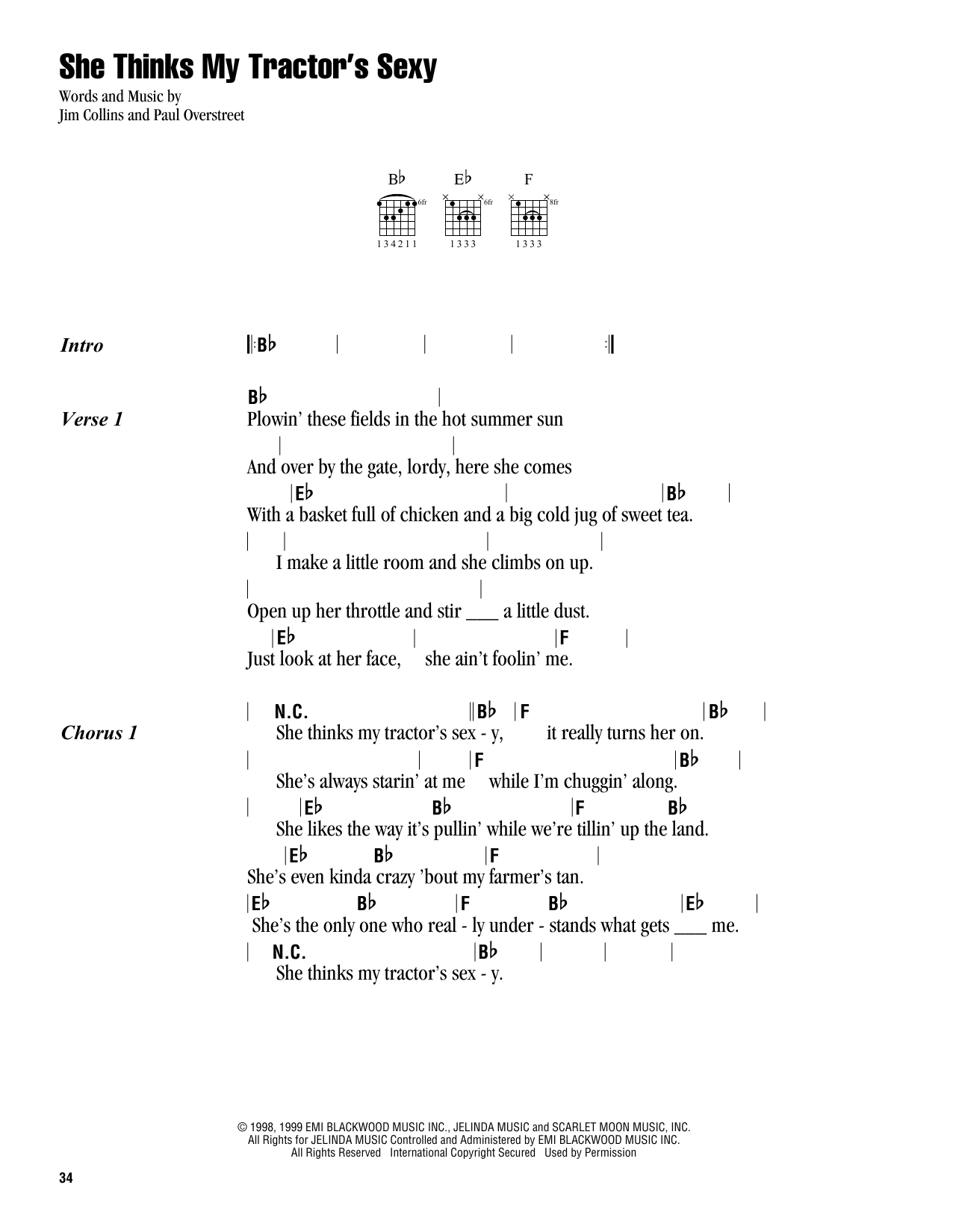 Kenny Chesney She Thinks My Tractor's Sexy Sheet Music Notes & Chords for Piano, Vocal & Guitar (Right-Hand Melody) - Download or Print PDF