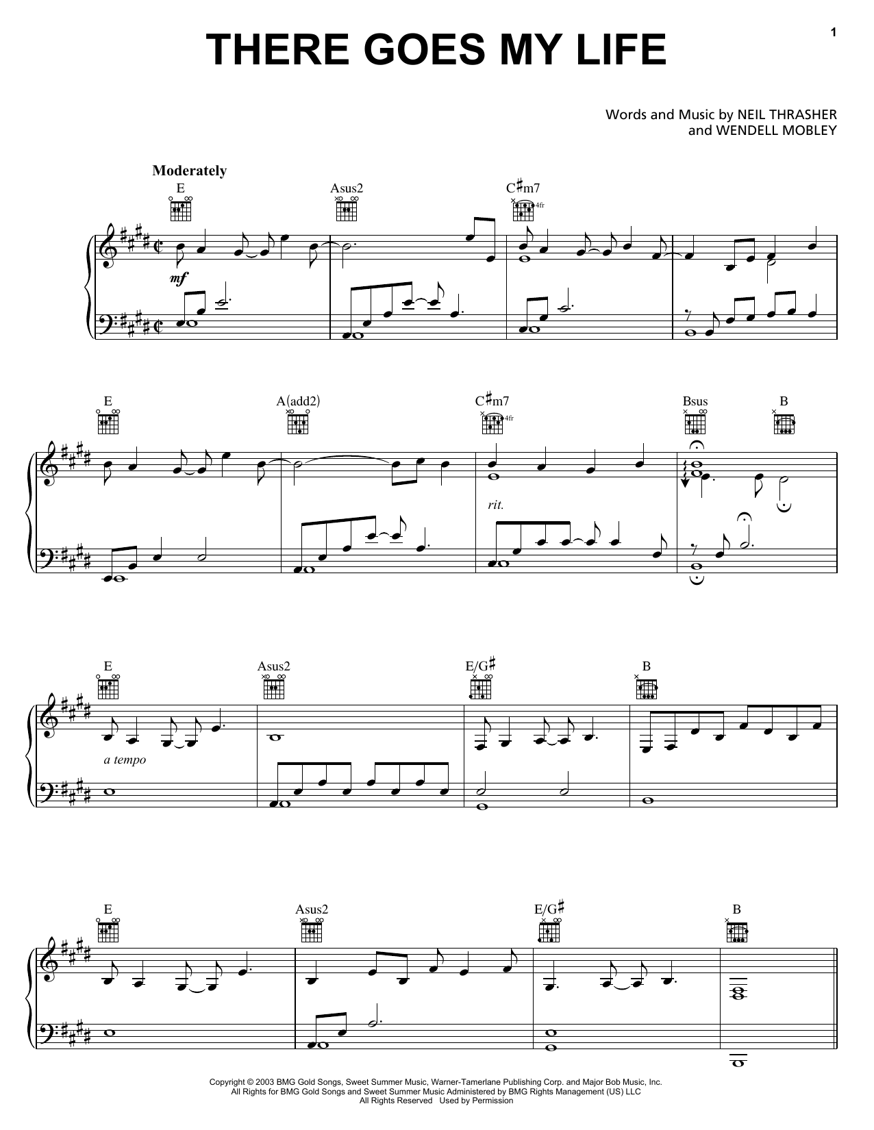 Kenny Chesney There Goes My Life Sheet Music Notes & Chords for Piano, Vocal & Guitar (Right-Hand Melody) - Download or Print PDF