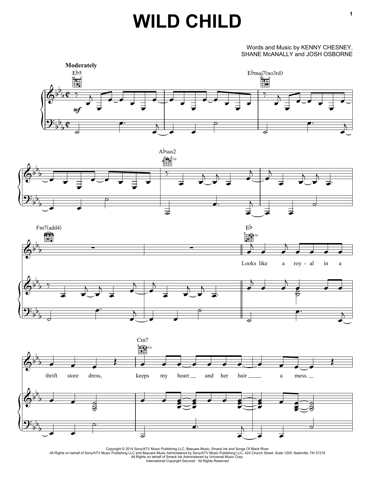 Kenny Chesney with Grace Potter Wild Child Sheet Music Notes & Chords for Piano, Vocal & Guitar (Right-Hand Melody) - Download or Print PDF Kenny Chesney with Grace Potter Wild Child Sheet Music Notes & Chords for Piano, Vocal & Guitar (Right-Hand Melody) - Download or Print PDF