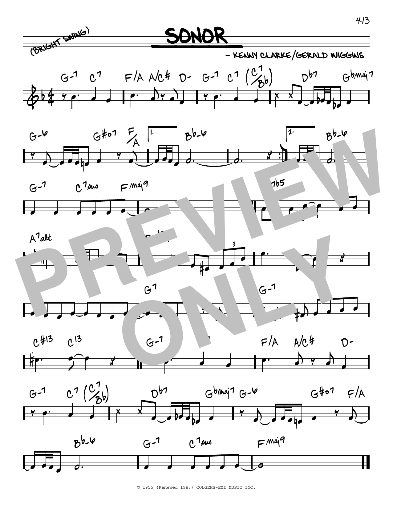 Kenny Clarke Sonor Sheet Music Notes & Chords for Real Book – Melody & Chords - Download or Print PDF