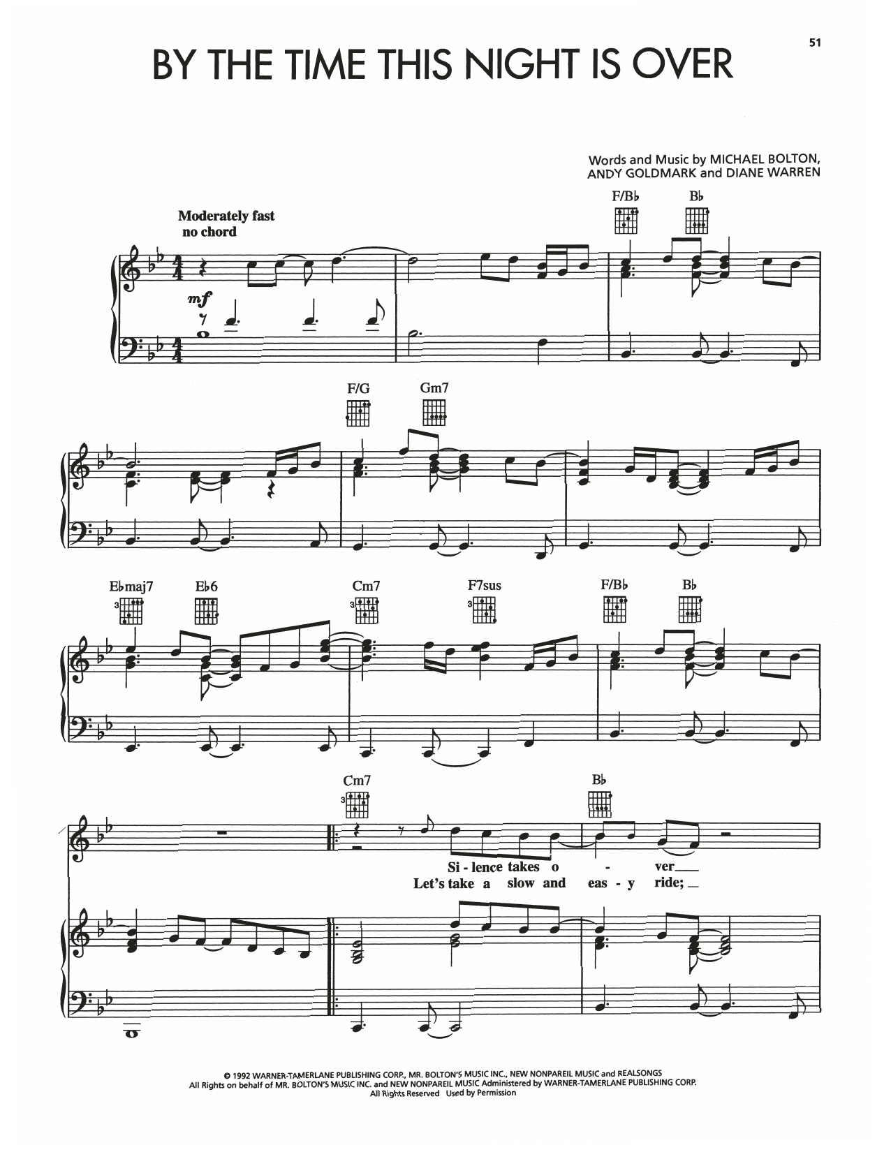 Kenny G By The Time This Night Is Over Sheet Music Notes & Chords for Piano, Vocal & Guitar Chords (Right-Hand Melody) - Download or Print PDF