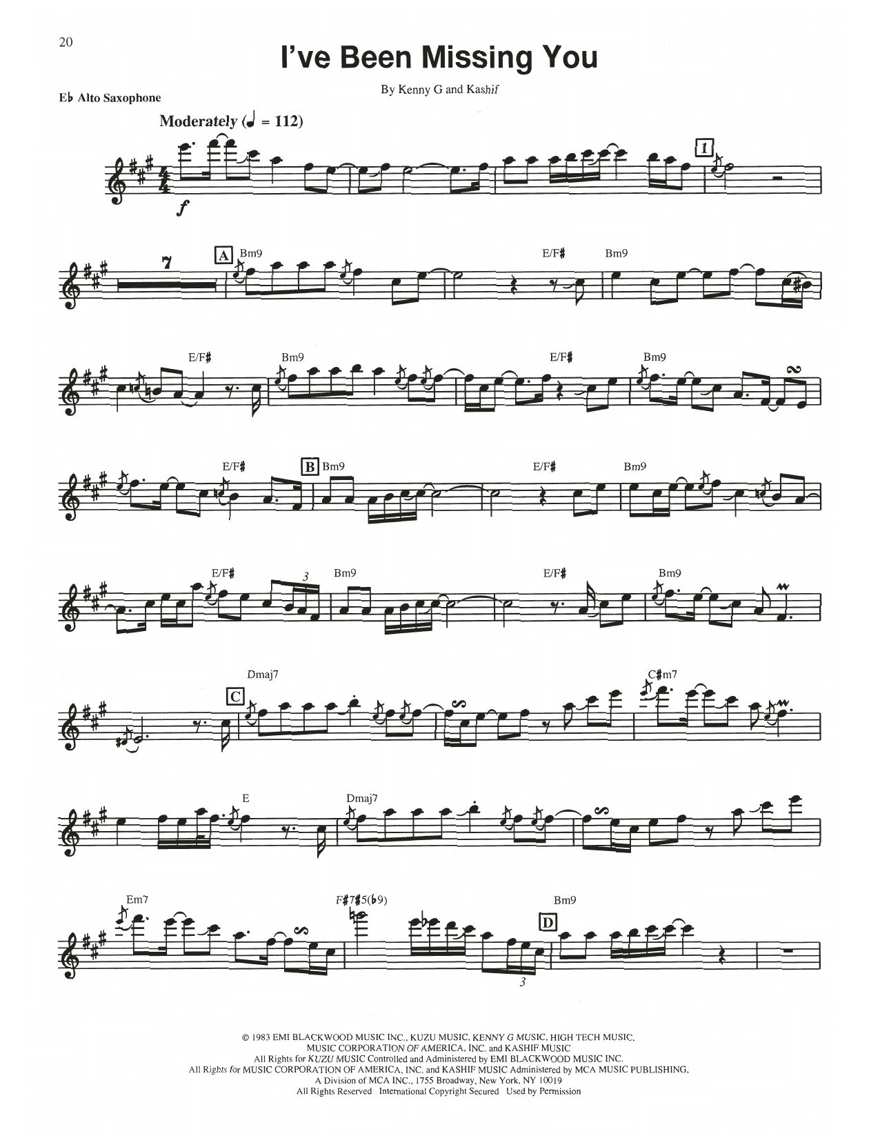 Kenny G I've Been Missing You Sheet Music Notes & Chords for Alto Sax Transcription - Download or Print PDF Kenny G I've Been Missing You Sheet Music Notes & Chords for Alto Sax Transcription - Download or Print PDF