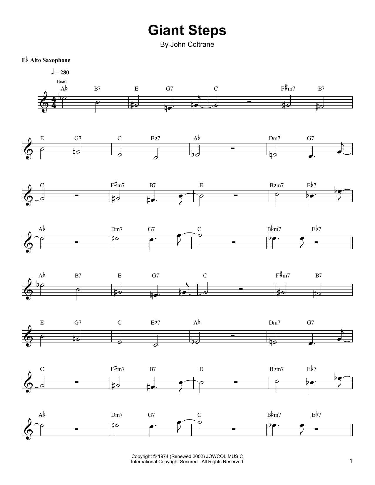 Kenny Garrett Giant Steps Sheet Music Notes & Chords for Alto Sax Transcription - Download or Print PDF