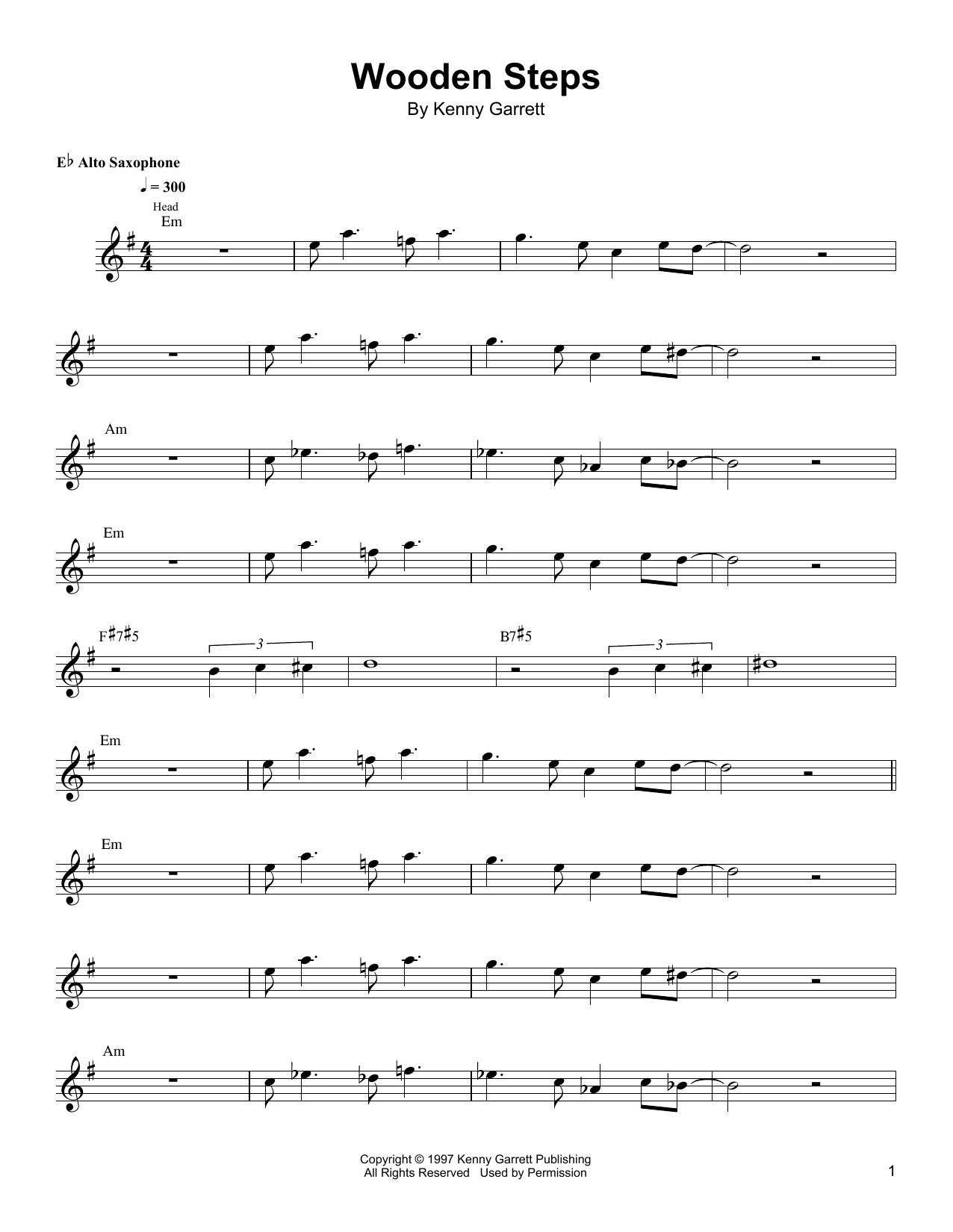 Kenny Garrett Wooden Steps Sheet Music Notes & Chords for Alto Sax Transcription - Download or Print PDF