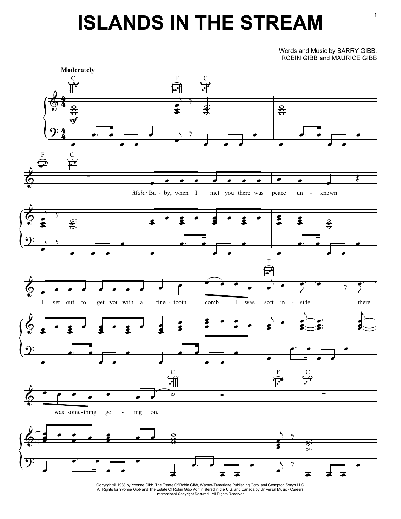 Kenny Rogers & Dolly Parton Islands In The Stream Sheet Music Notes & Chords for Super Easy Piano - Download or Print PDF