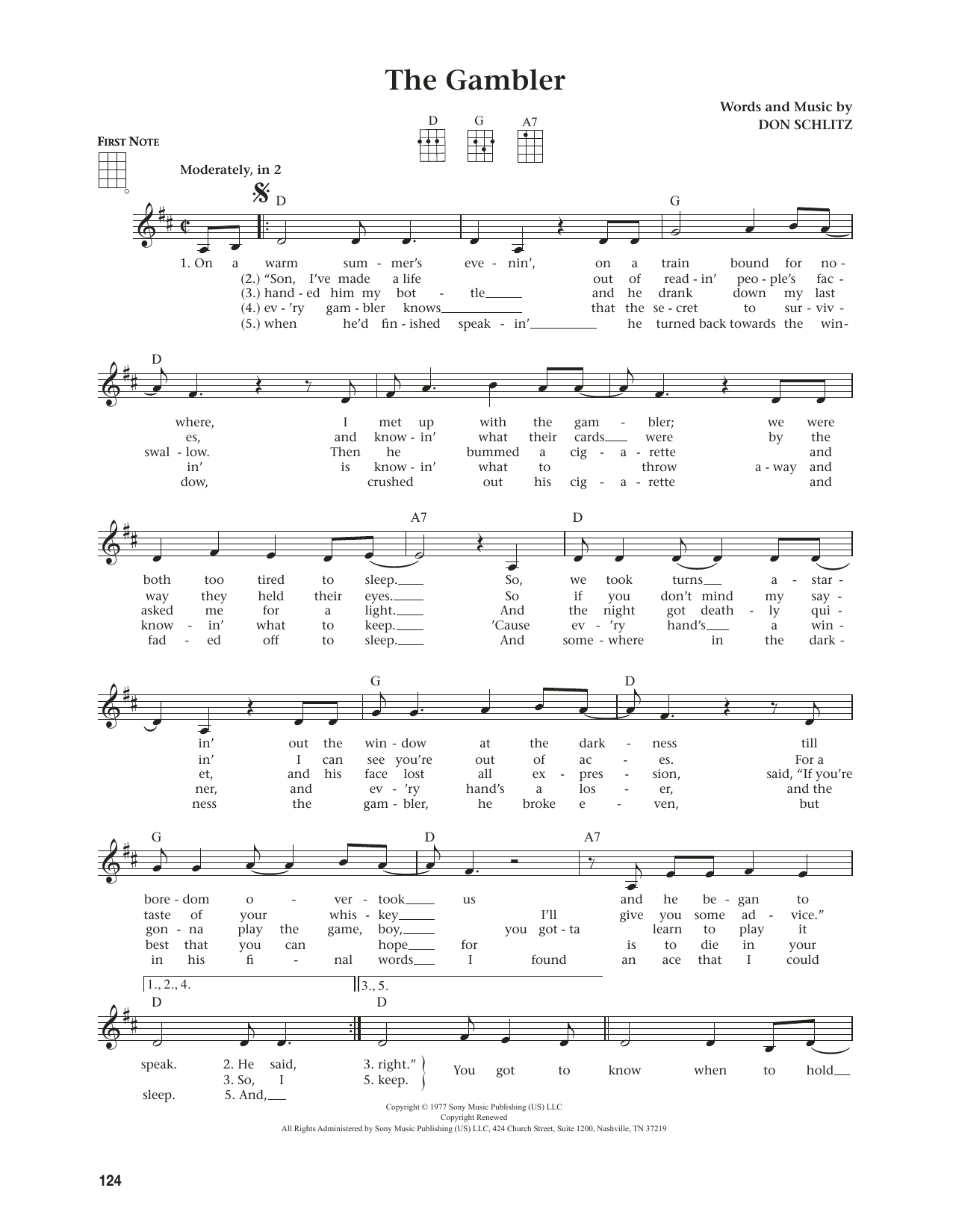 Kenny Rogers The Gambler (from The Daily Ukulele) (arr. Jim Beloff) Sheet Music Notes & Chords for Ukulele - Download or Print PDF