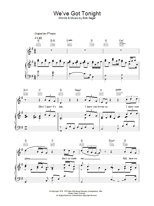 Ronan Keating and Lulu We've Got Tonight Sheet Music Notes & Chords for Piano, Vocal & Guitar (Right-Hand Melody) - Download or Print PDF