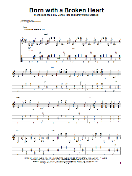 Kenny Wayne Shepherd Born With A Broken Heart Sheet Music Notes & Chords for Guitar Tab Play-Along - Download or Print PDF