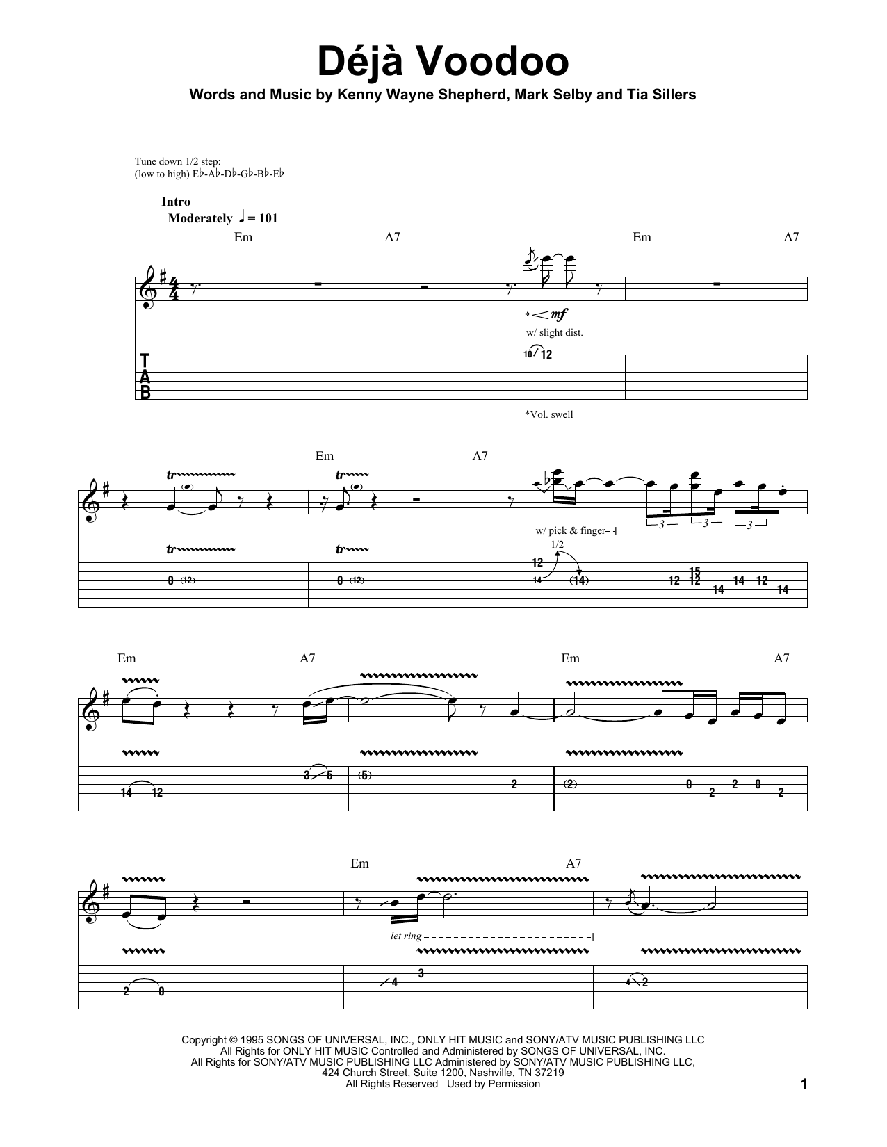 Kenny Wayne Shepherd Deja Voodoo Sheet Music Notes & Chords for Guitar Tab Play-Along - Download or Print PDF
