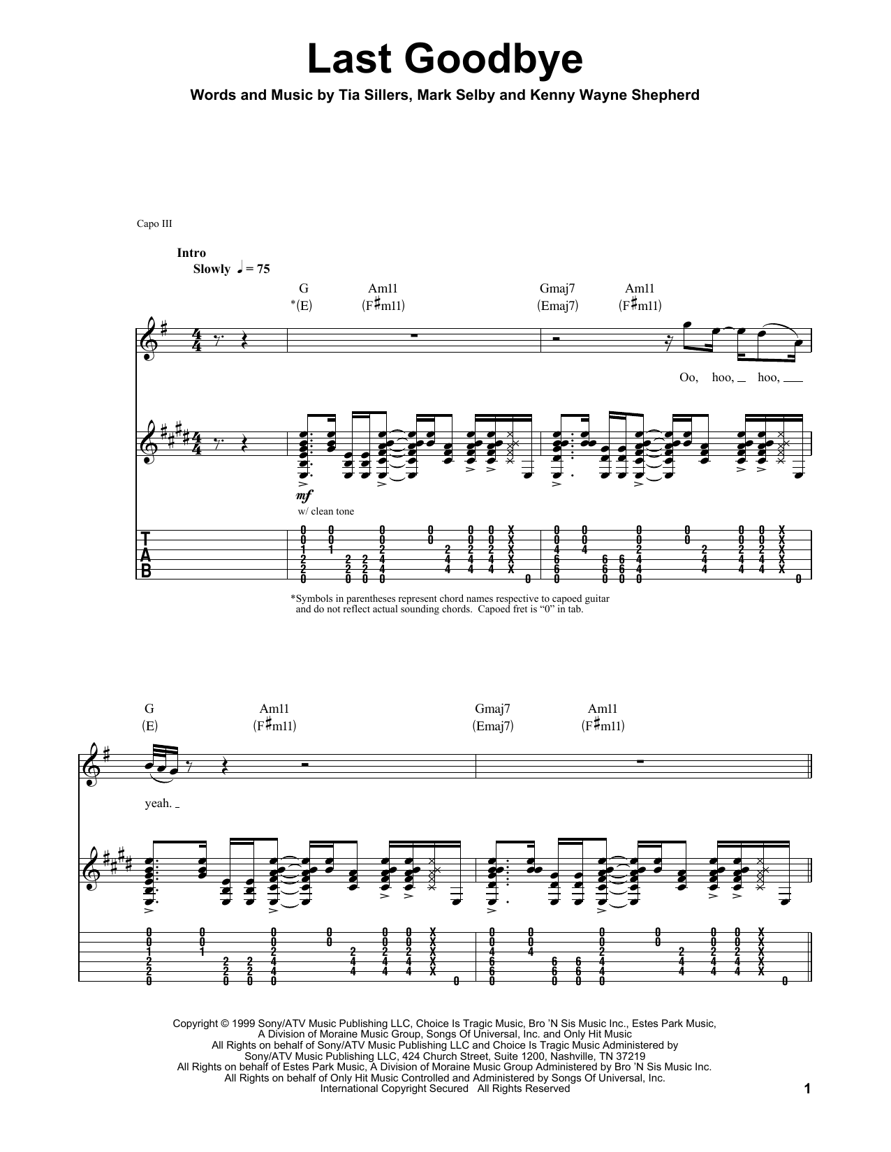 Kenny Wayne Shepherd Last Goodbye Sheet Music Notes & Chords for Guitar Tab Play-Along - Download or Print PDF