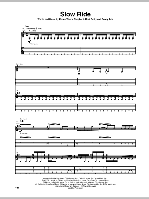 Kenny Wayne Shepherd Slow Ride Sheet Music Notes & Chords for Guitar Tab - Download or Print PDF