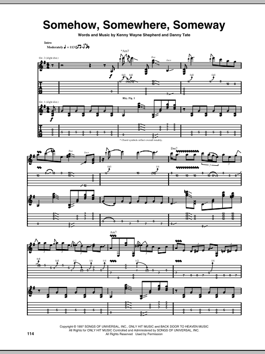 Kenny Wayne Shepherd Somehow, Somewhere, Someway Sheet Music Notes & Chords for Guitar Tab Play-Along - Download or Print PDF