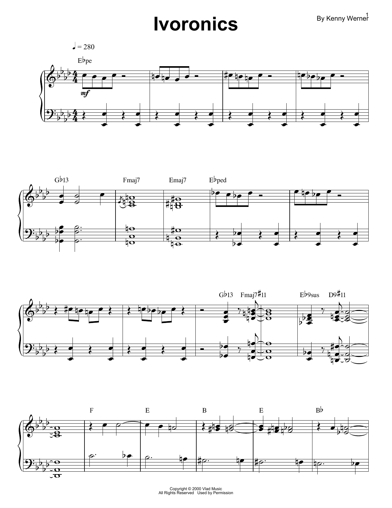 Kenny Werner Ivoronics Sheet Music Notes & Chords for Piano Transcription - Download or Print PDF