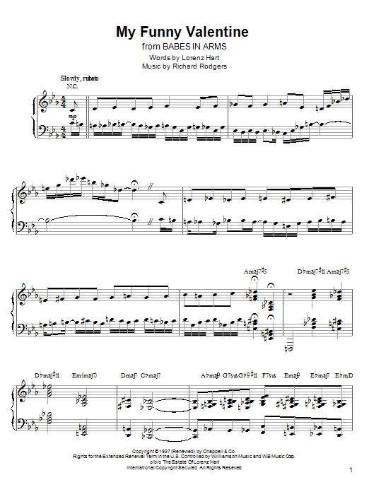 Kenny Werner My Funny Valentine Sheet Music Notes & Chords for Piano Transcription - Download or Print PDF