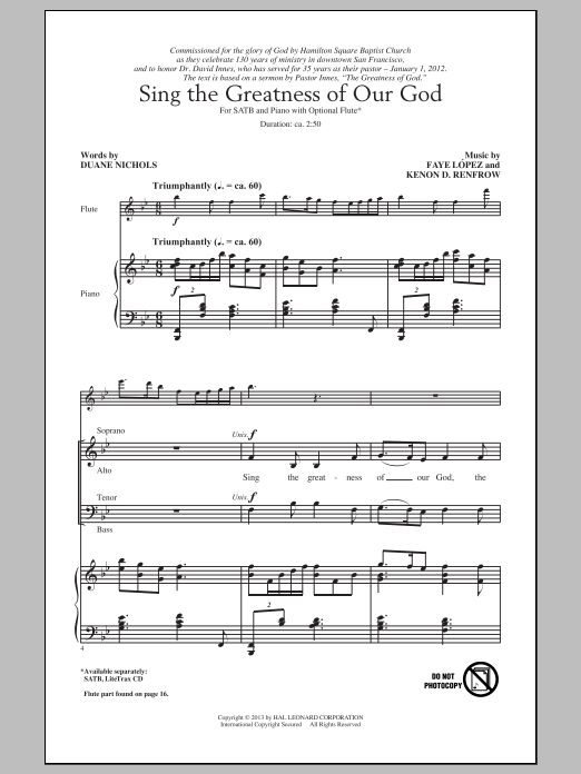 Kenon D. Renfrow Sing The Greatness Of Our God Sheet Music Notes & Chords for SATB - Download or Print PDF
