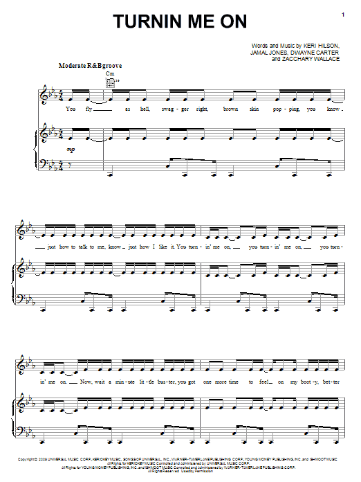 Keri Hilson featuring Lil Wayne Turnin Me On Sheet Music Notes & Chords for Piano, Vocal & Guitar (Right-Hand Melody) - Download or Print PDF