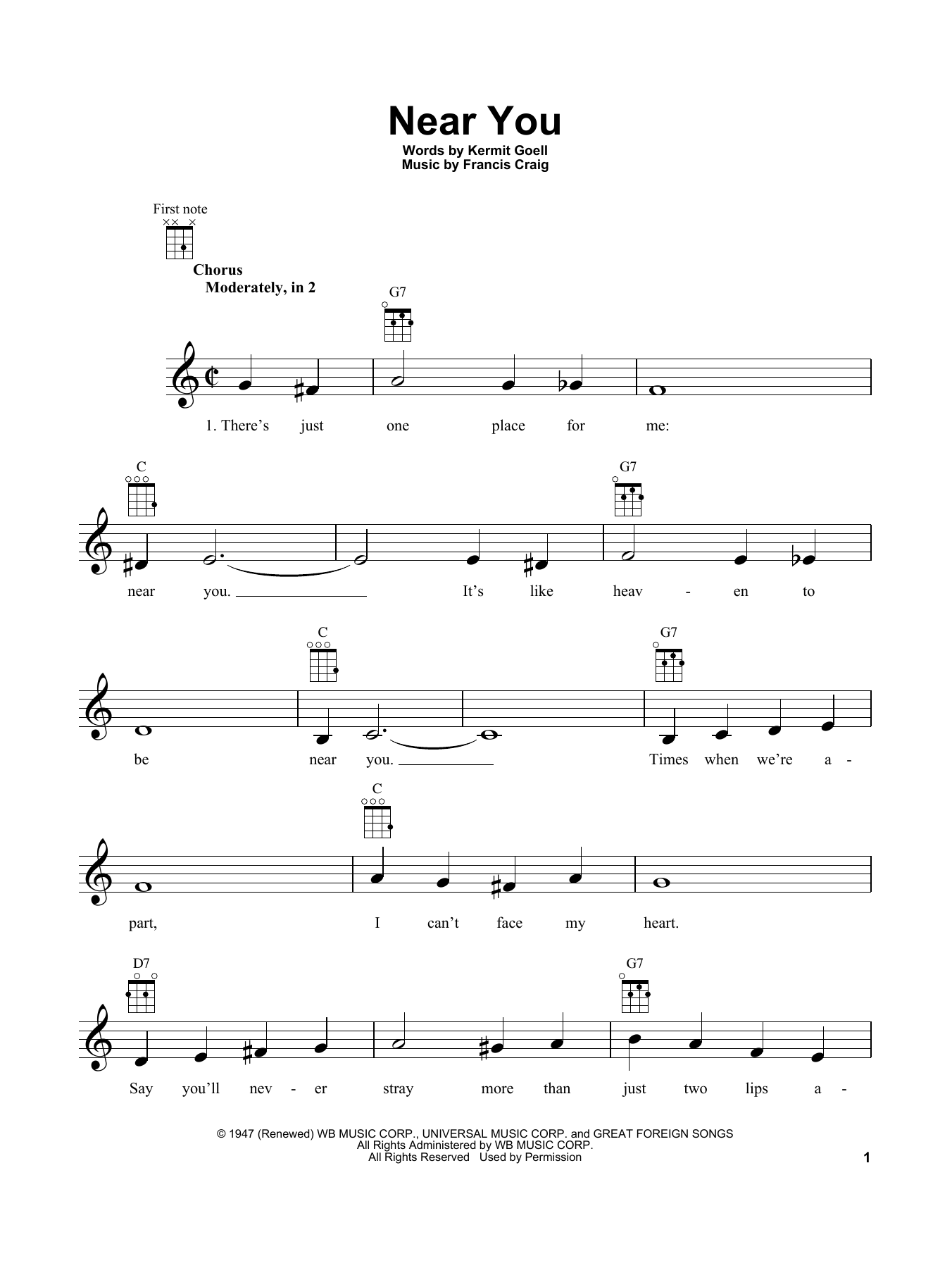 Kermit Goell Near You Sheet Music Notes & Chords for Real Book – Melody & Chords - Download or Print PDF