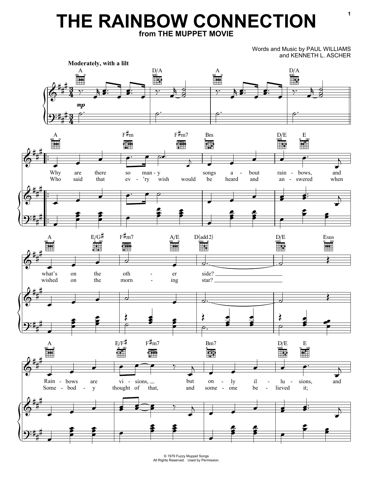 Kermit The Frog The Rainbow Connection Sheet Music Notes & Chords for Easy Piano - Download or Print PDF