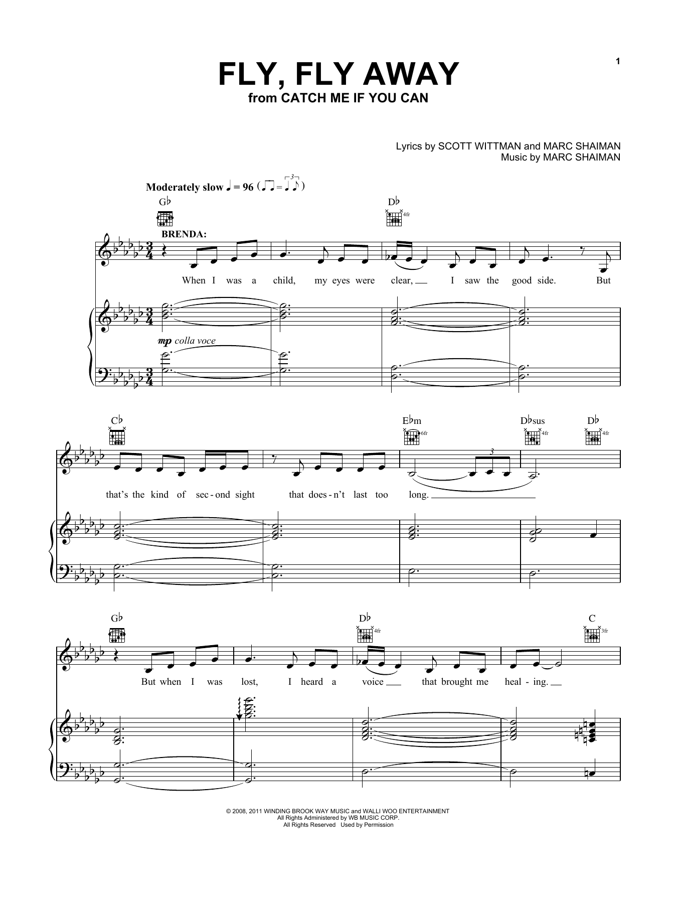 Kerry Butler Fly, Fly Away (from Catch Me If You Can Musical) Sheet Music Notes & Chords for Vocal Pro + Piano/Guitar - Download or Print PDF