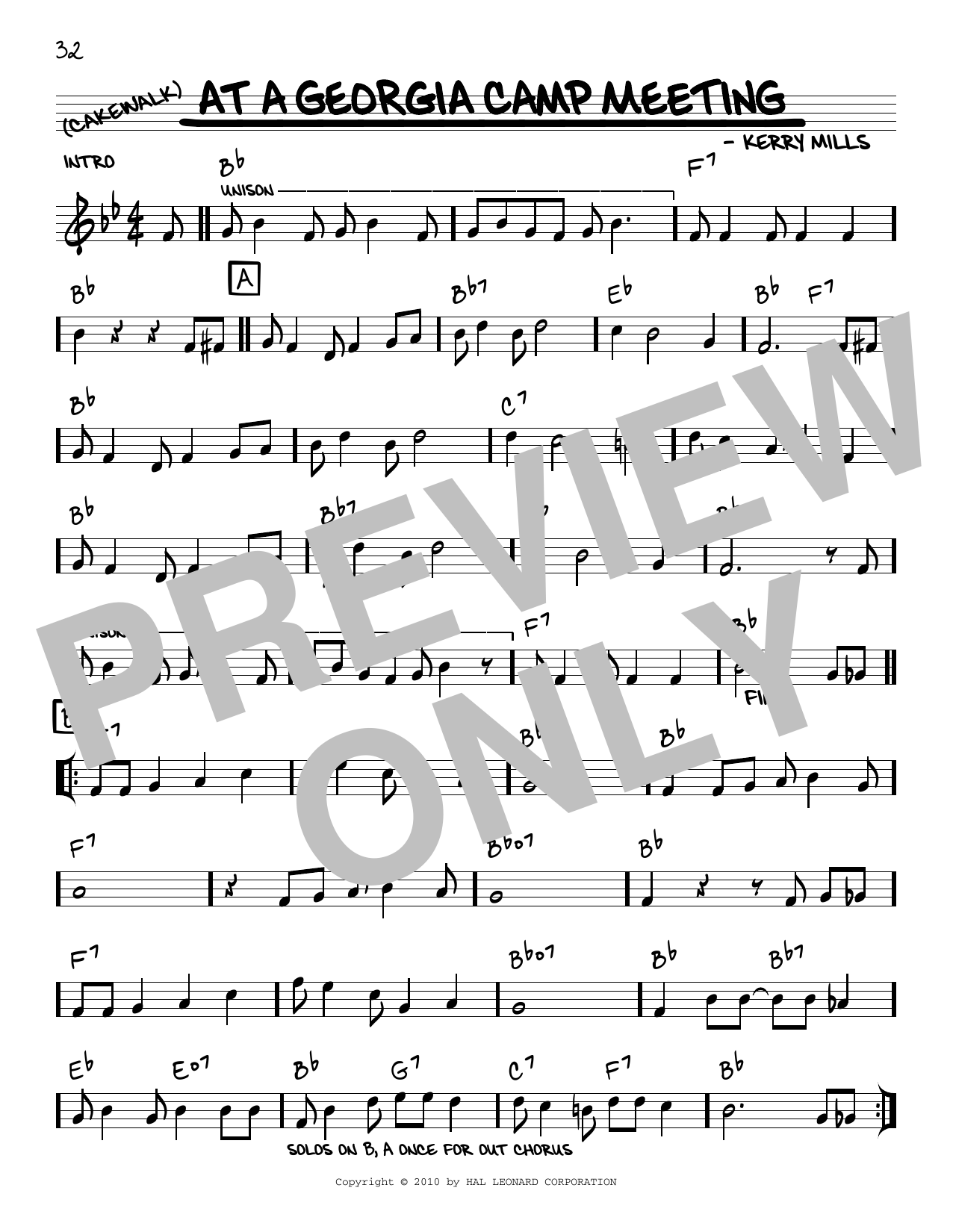 Kerry Mills At A Georgia Camp Meeting (arr. Robert Rawlins) Sheet Music Notes & Chords for Real Book – Melody, Lyrics & Chords - Download or Print PDF