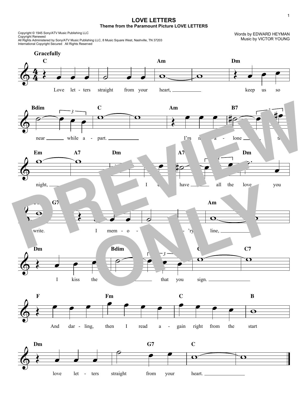 Ketty Lester Love Letters Sheet Music Notes & Chords for Piano & Vocal - Download or Print PDF