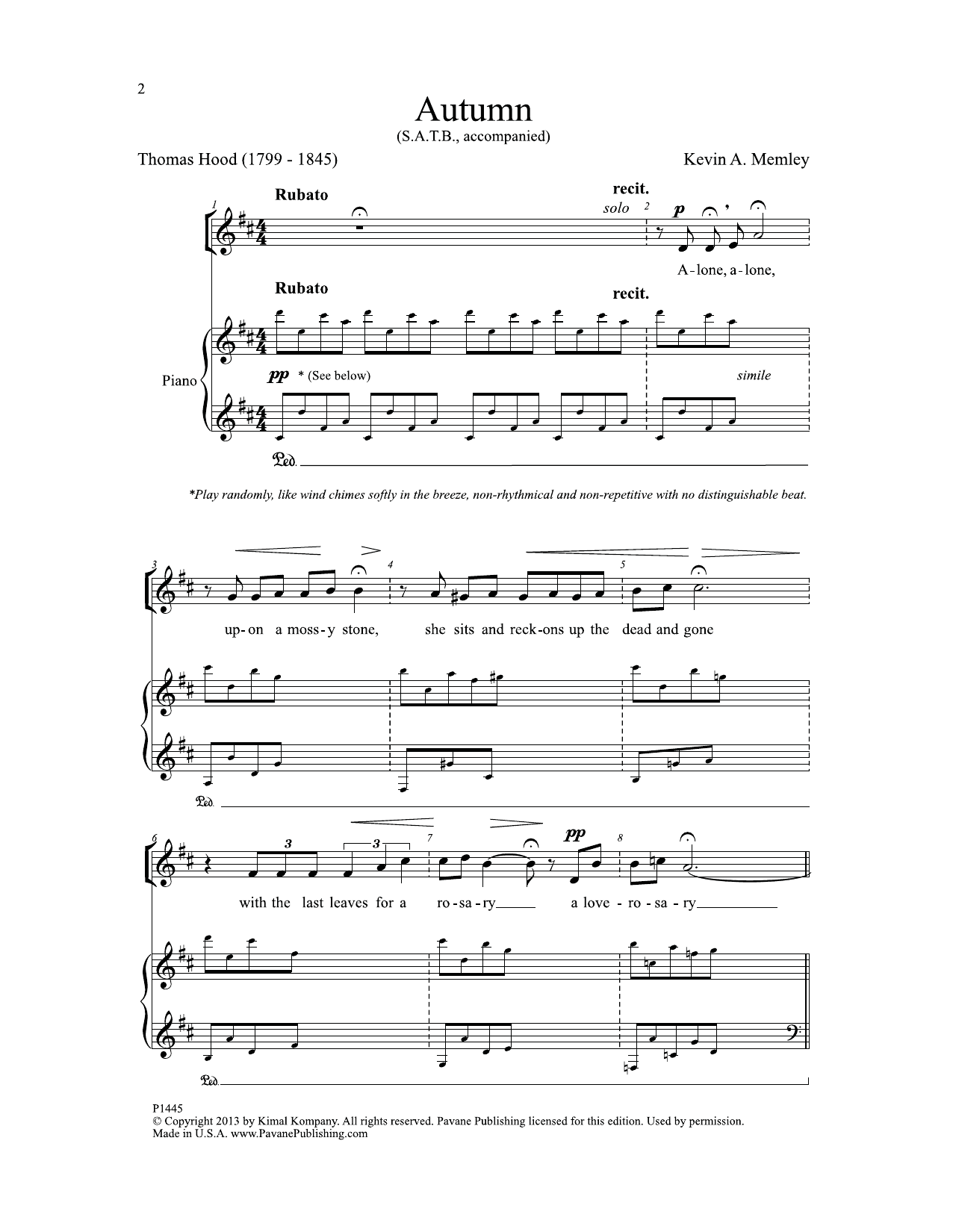Kevin A. Memley Autumn Sheet Music Notes & Chords for Choral - Download or Print PDF