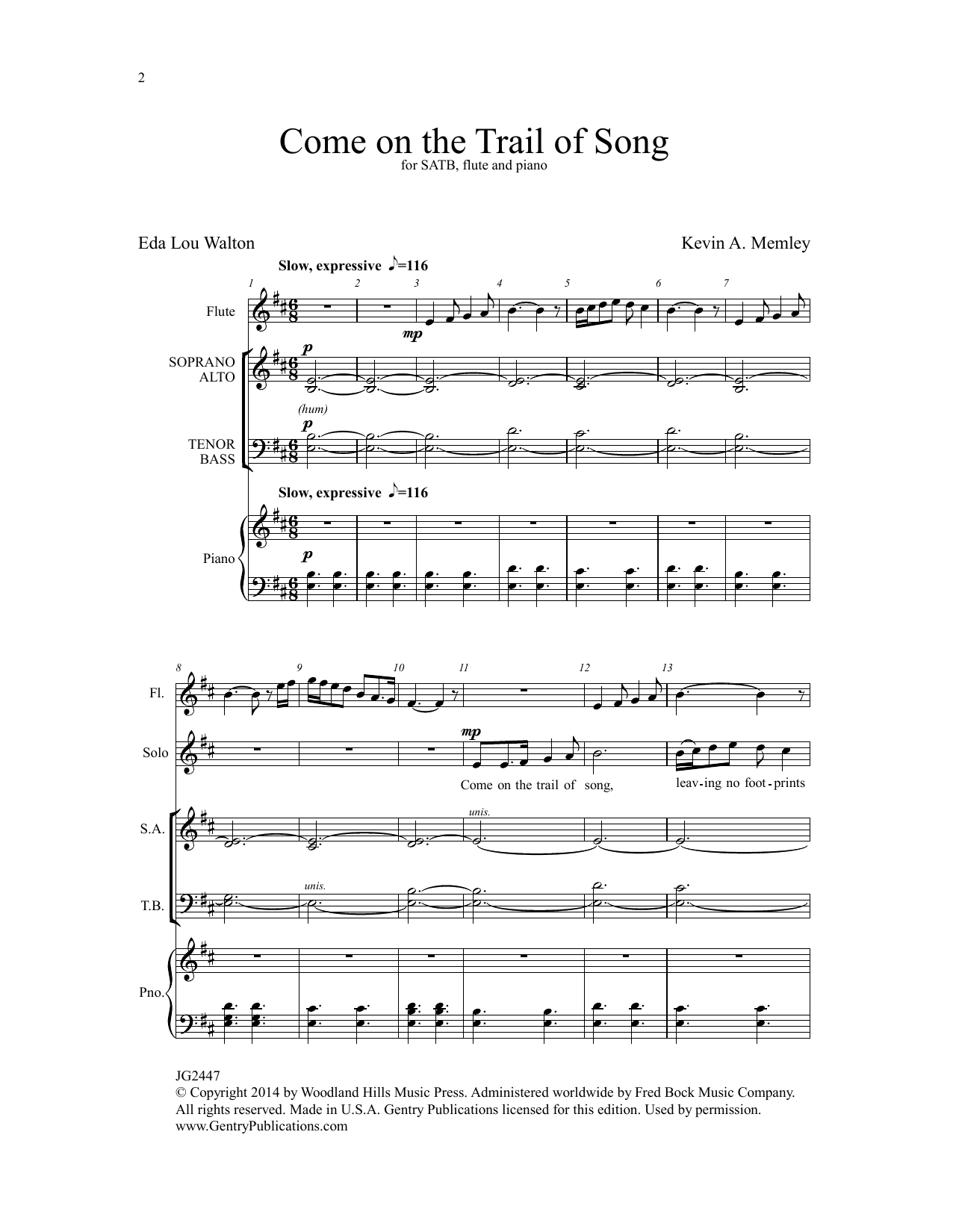 Kevin A. Memley Come on the Trail of Song Sheet Music Notes & Chords for Choral - Download or Print PDF