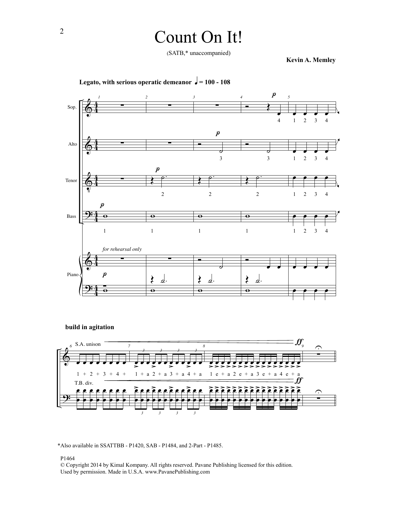 Kevin A. Memley Count On It Sheet Music Notes & Chords for Choral - Download or Print PDF
