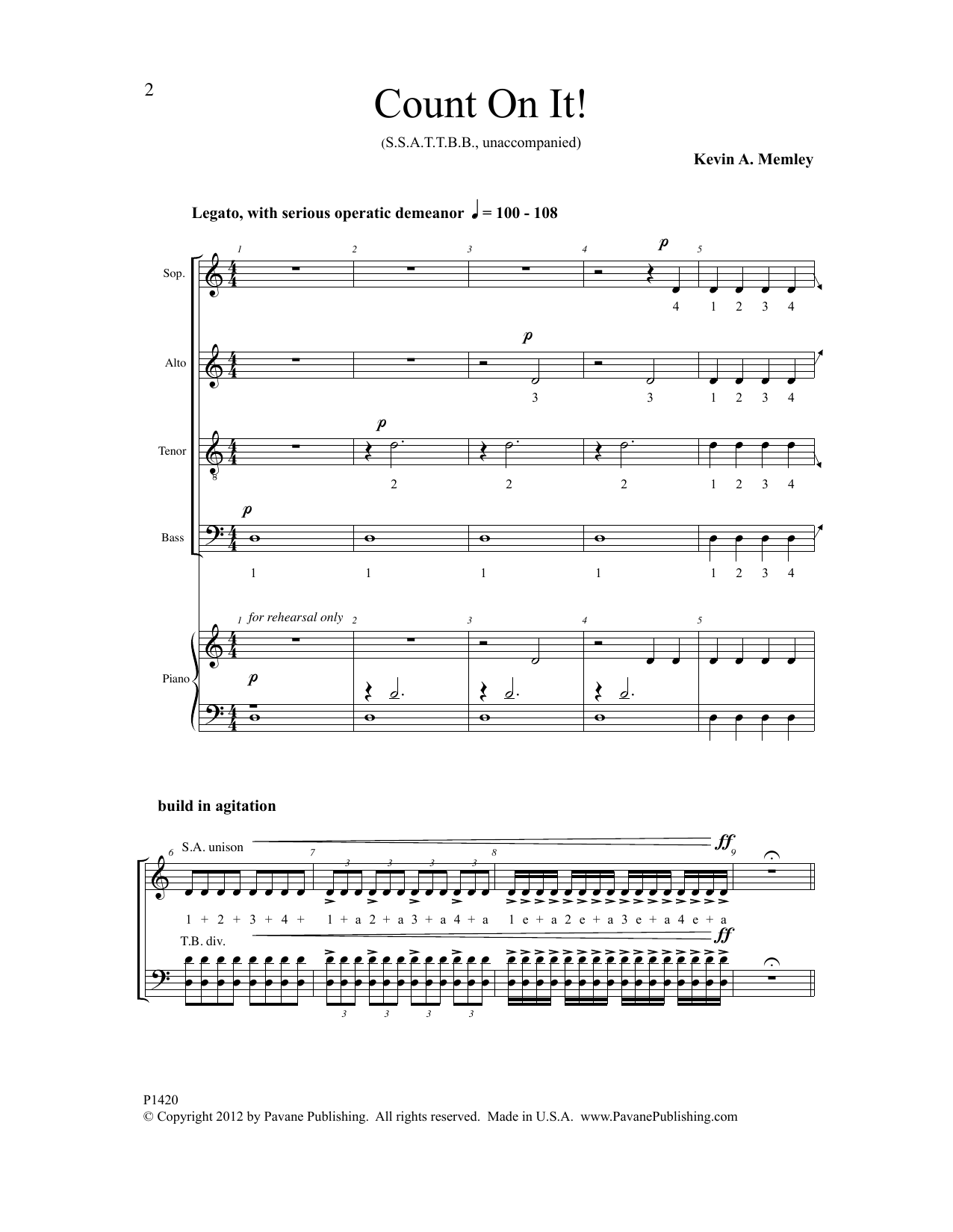 Kevin A. Memley Count on It! Sheet Music Notes & Chords for Choral - Download or Print PDF