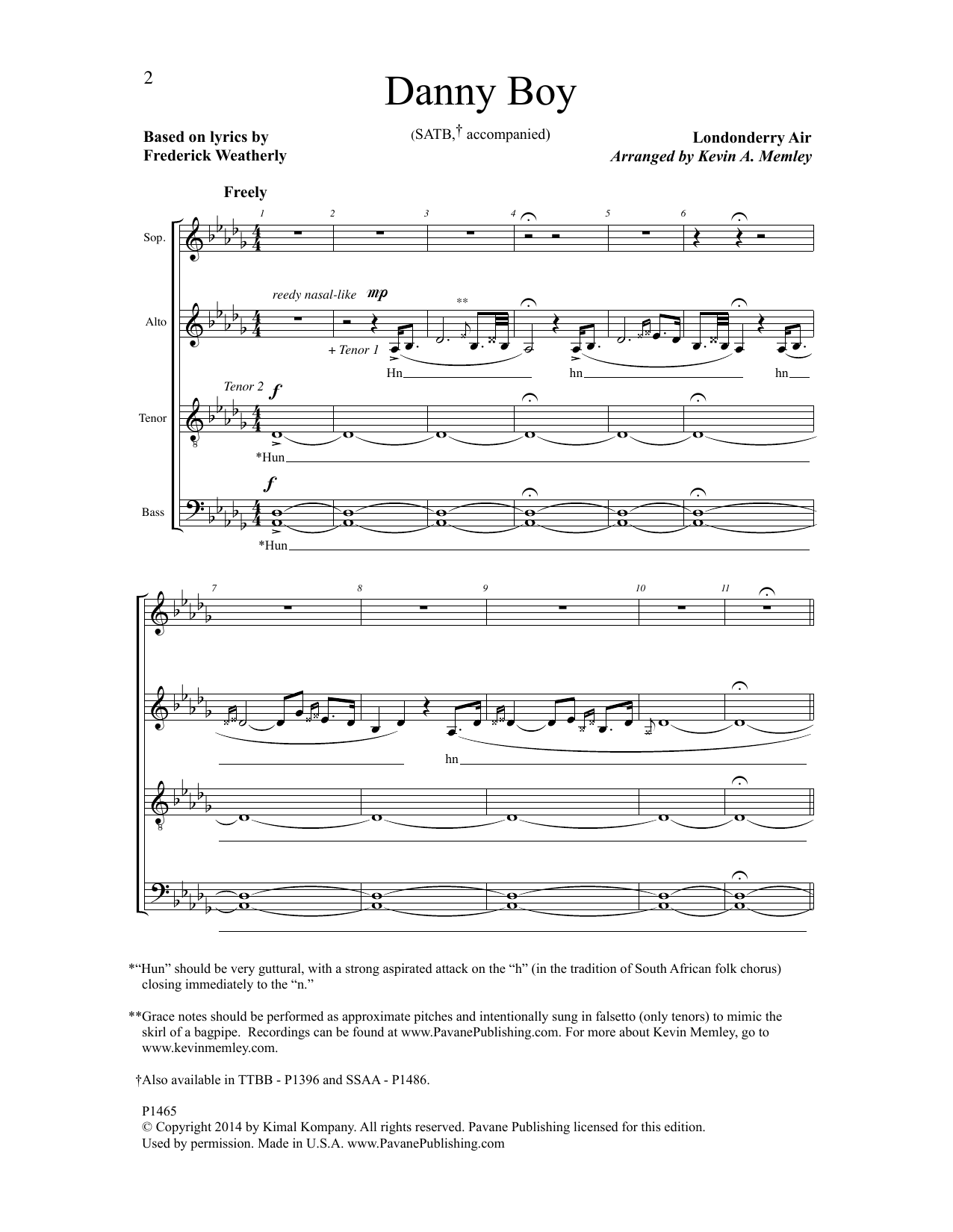 Frederick Weatherly Danny Boy Sheet Music Notes & Chords for Choral - Download or Print PDF