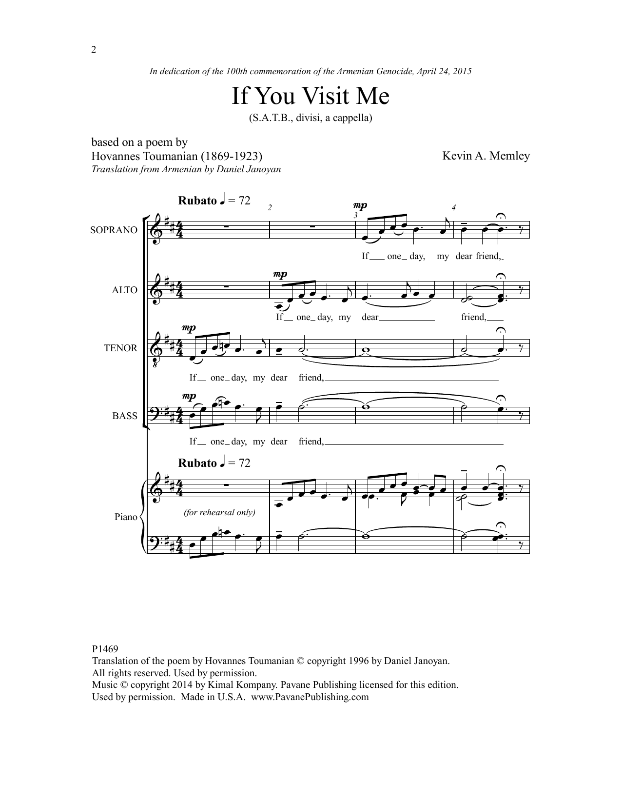 Kevin A. Memley If You Visit Me Sheet Music Notes & Chords for Choral - Download or Print PDF