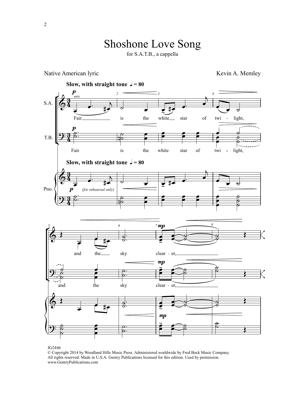 Kevin A. Memley Shoshone Love Song Sheet Music Notes & Chords for Choral - Download or Print PDF