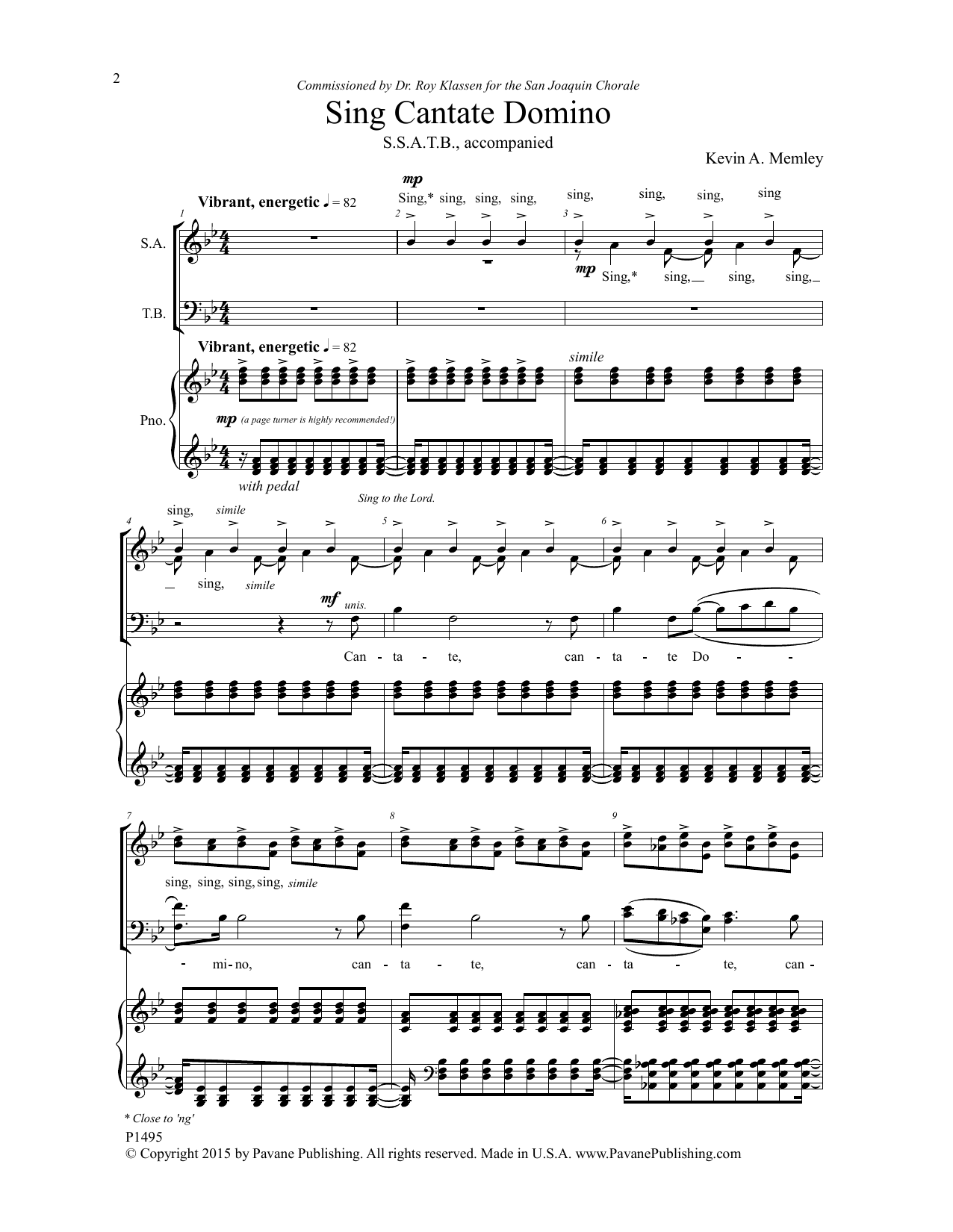 Kevin A. Memley Sing Cantate Domino Sheet Music Notes & Chords for Choral - Download or Print PDF