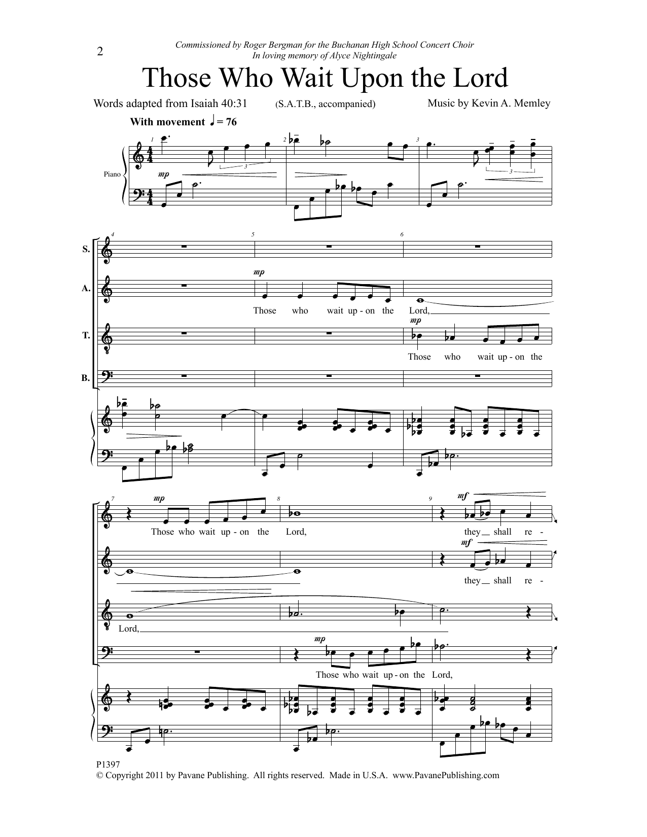 Kevin A. Memley Those Who Wait upon the Lord Sheet Music Notes & Chords for Choral - Download or Print PDF