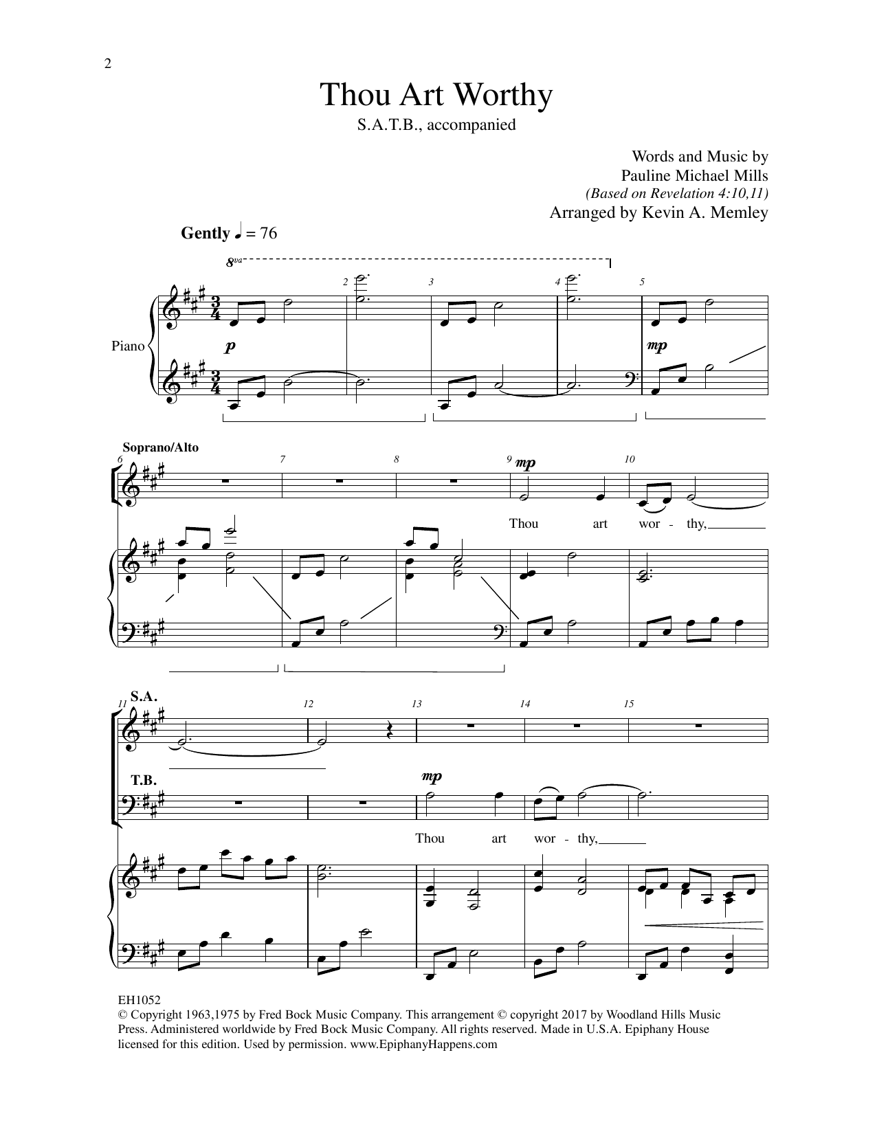 Kevin A. Memley Thou Art Worthy Sheet Music Notes & Chords for Choral - Download or Print PDF