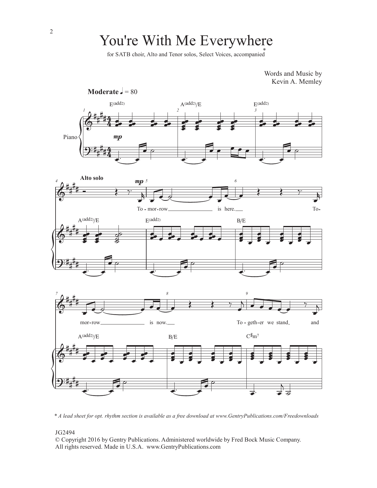 Kevin A. Memley You're with Me Everywhere Sheet Music Notes & Chords for Choral - Download or Print PDF