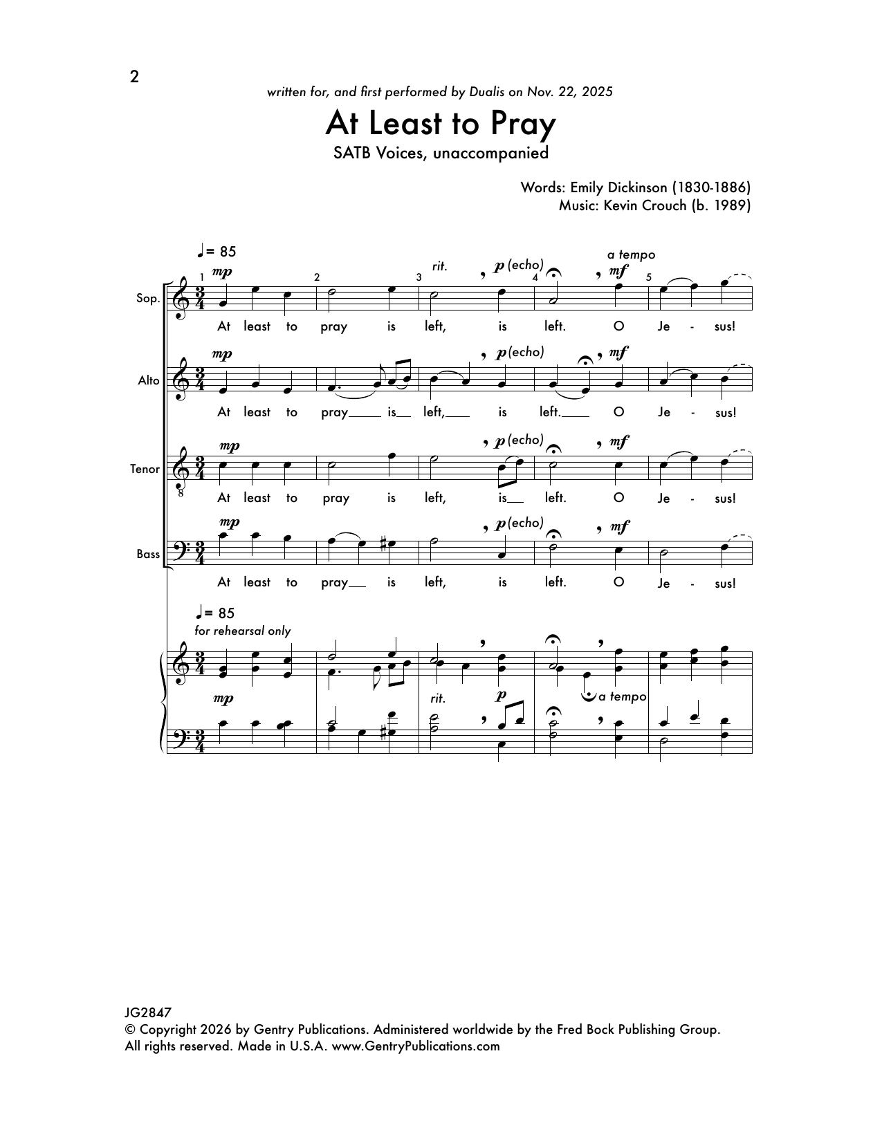 Kevin Crouch At Least To Pray Sheet Music Notes & Chords for SATB Choir - Download or Print PDF