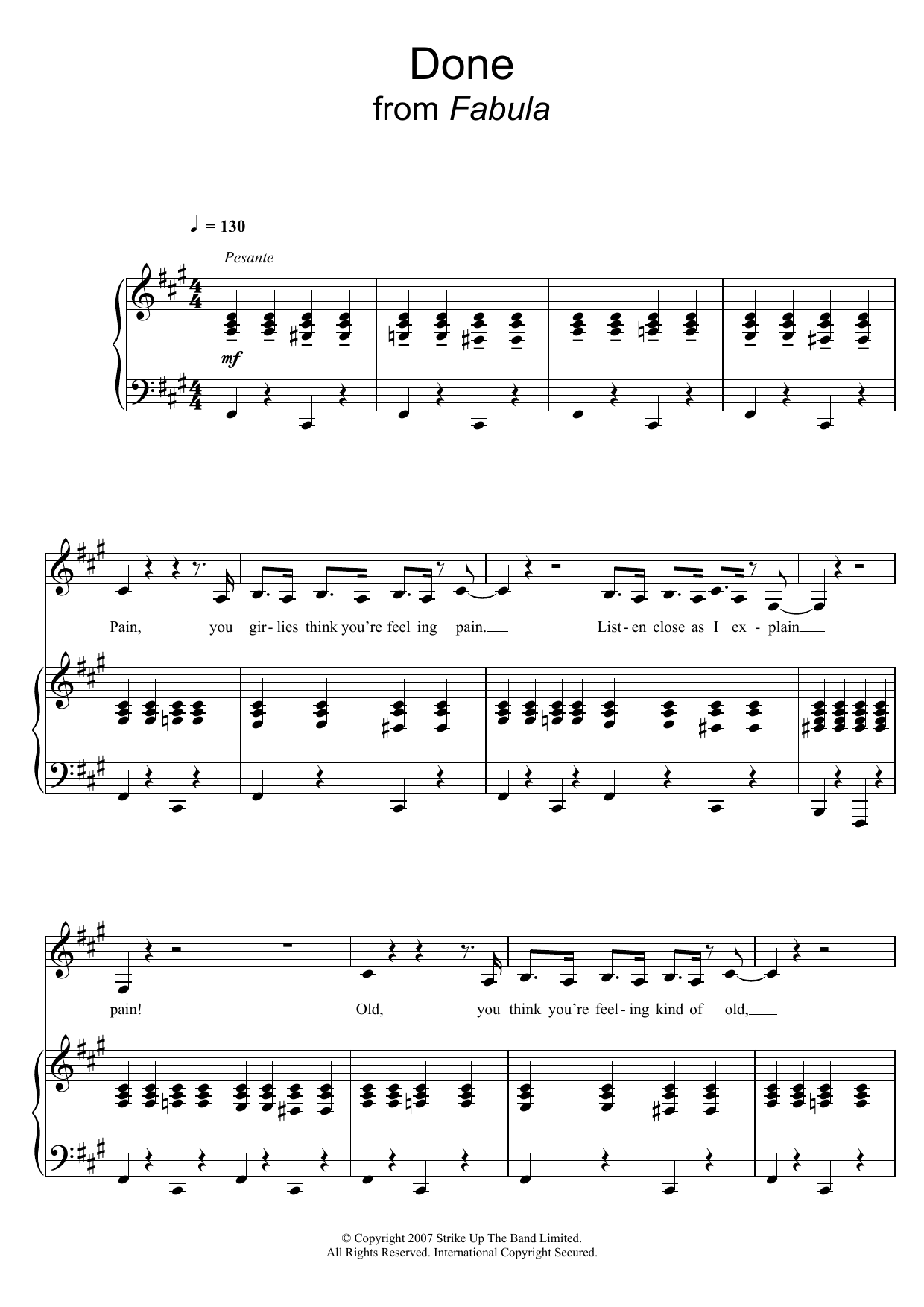 Kevin Hammonds Done (From 'Fabula') Sheet Music Notes & Chords for Piano & Vocal - Download or Print PDF