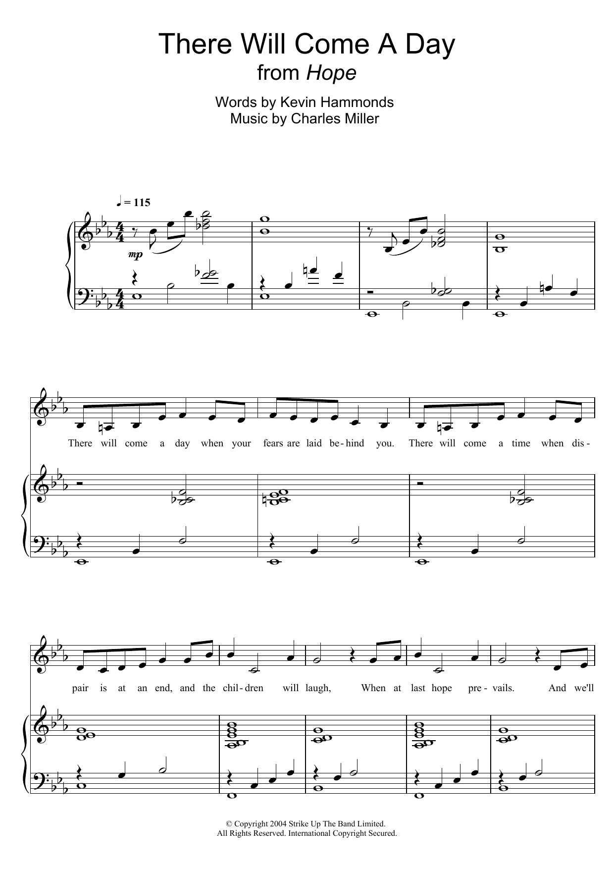 Kevin Hammonds There Will Come A Day (From 'Hope') Sheet Music Notes & Chords for Piano & Vocal - Download or Print PDF