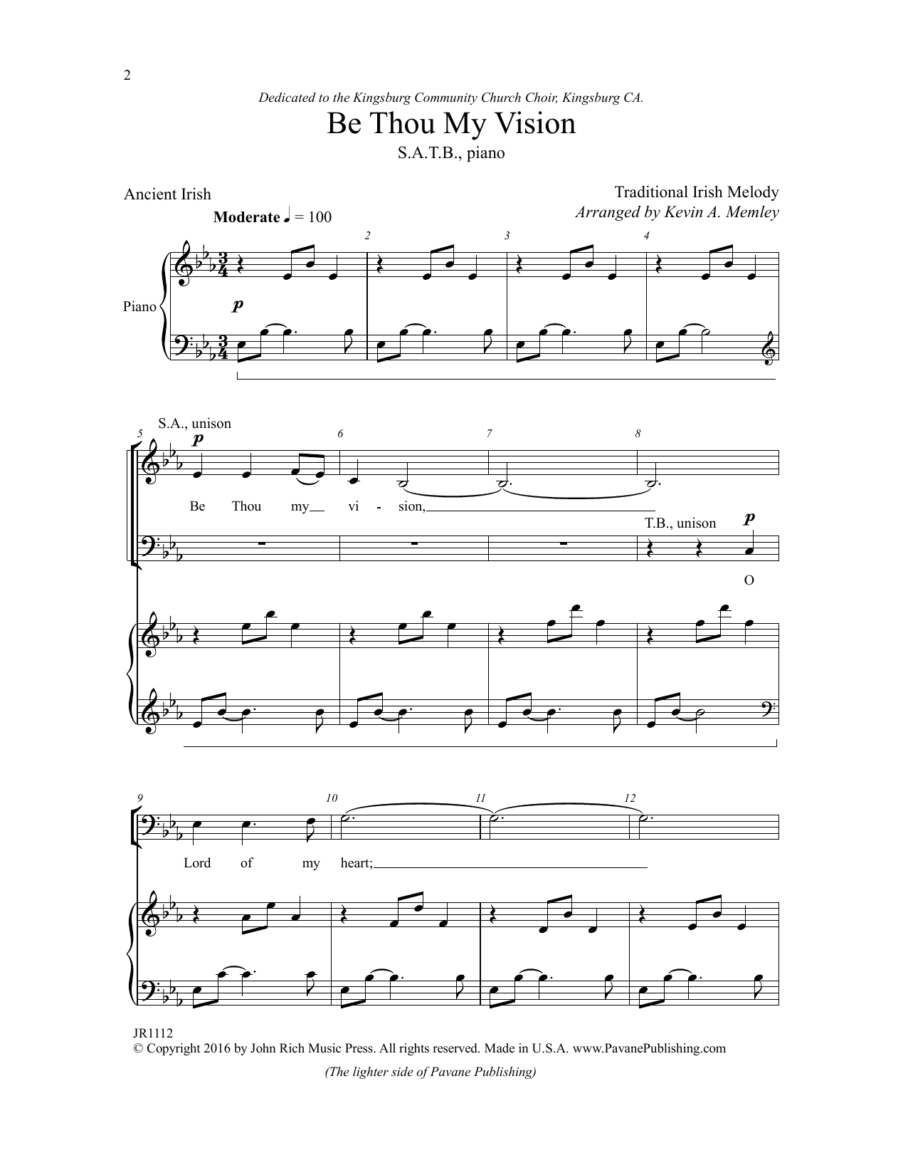 Kevin Memley Be Thou My Vision Sheet Music Notes & Chords for Choral - Download or Print PDF