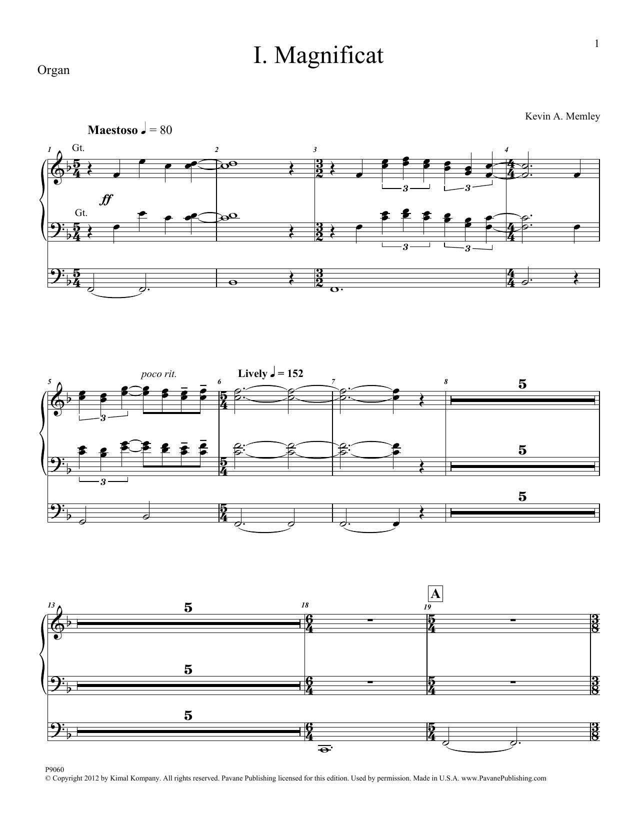 Kevin Memley Magnificat (Brass Quintet) (Parts) - Organ Sheet Music Notes & Chords for Choir Instrumental Pak - Download or Print PDF