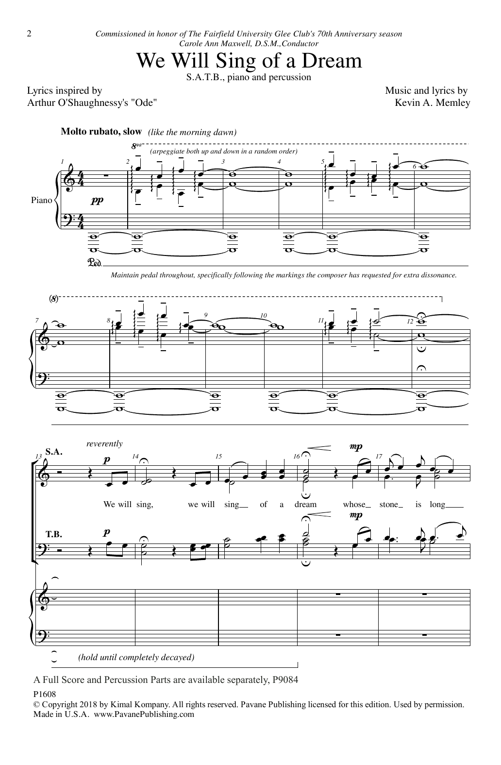 Kevin Memley We Will Sing Of A Dream Sheet Music Notes & Chords for SATB Choir - Download or Print PDF