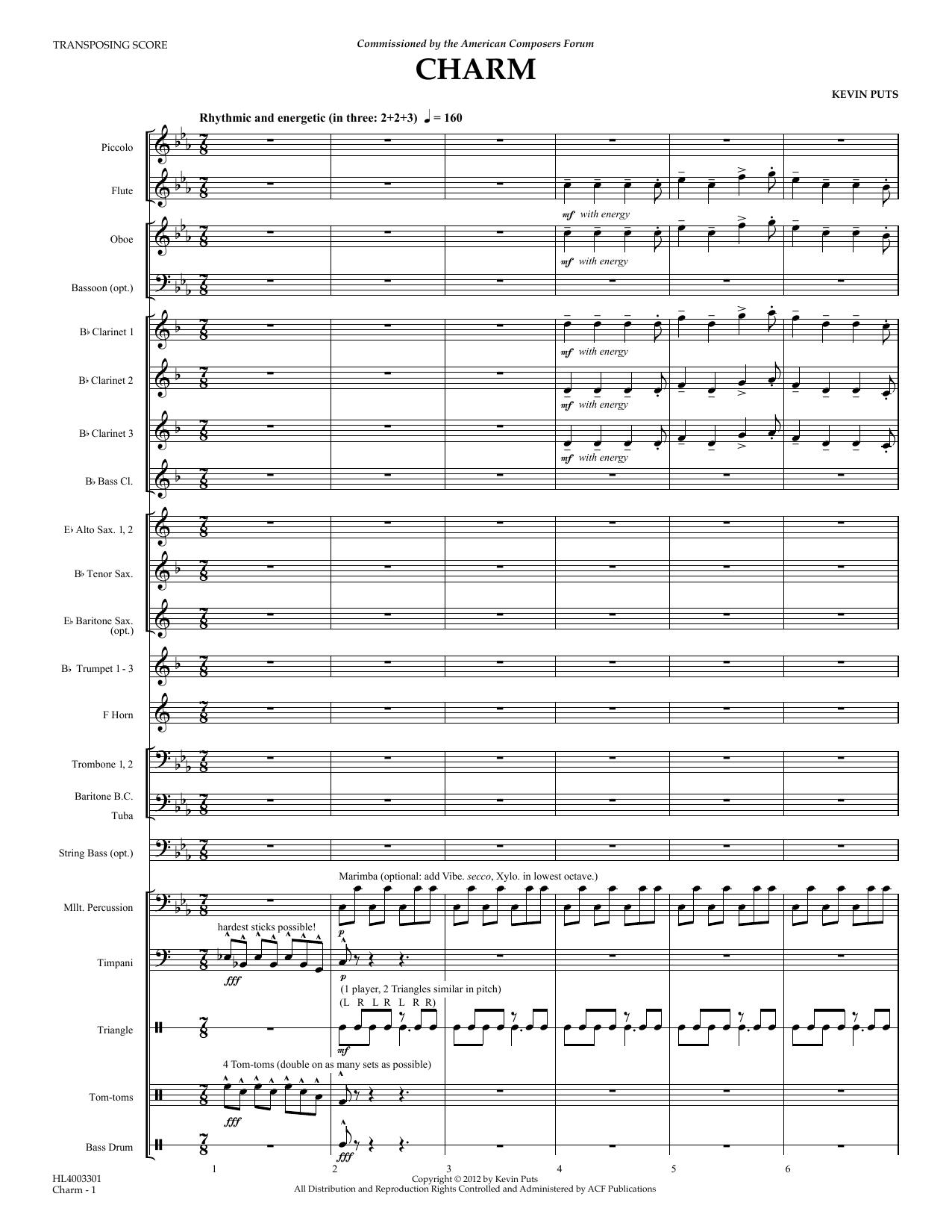 Kevin Puts Charm - Conductor Sheet Music Notes & Chords for Concert Band - Download or Print PDF