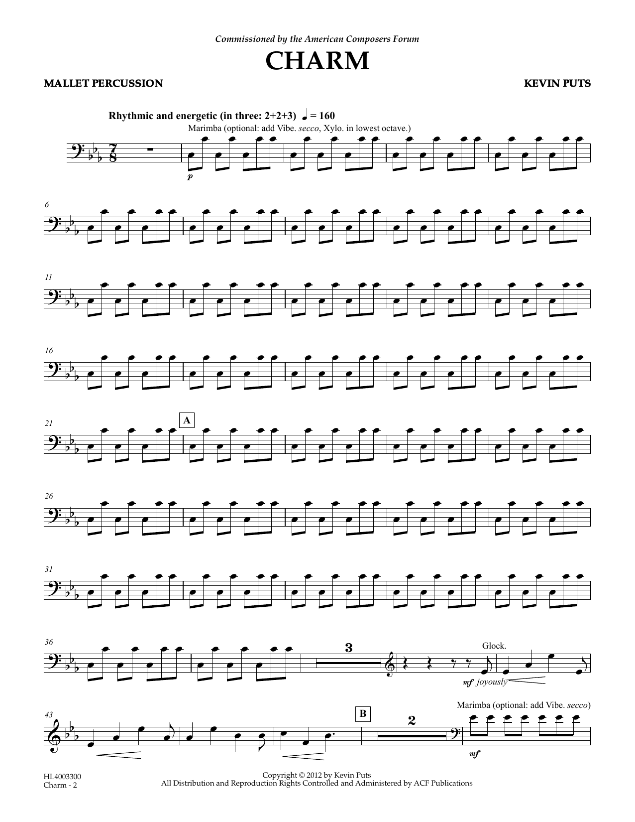 Kevin Puts Charm - Mallet Percussion Sheet Music Notes & Chords for Concert Band - Download or Print PDF