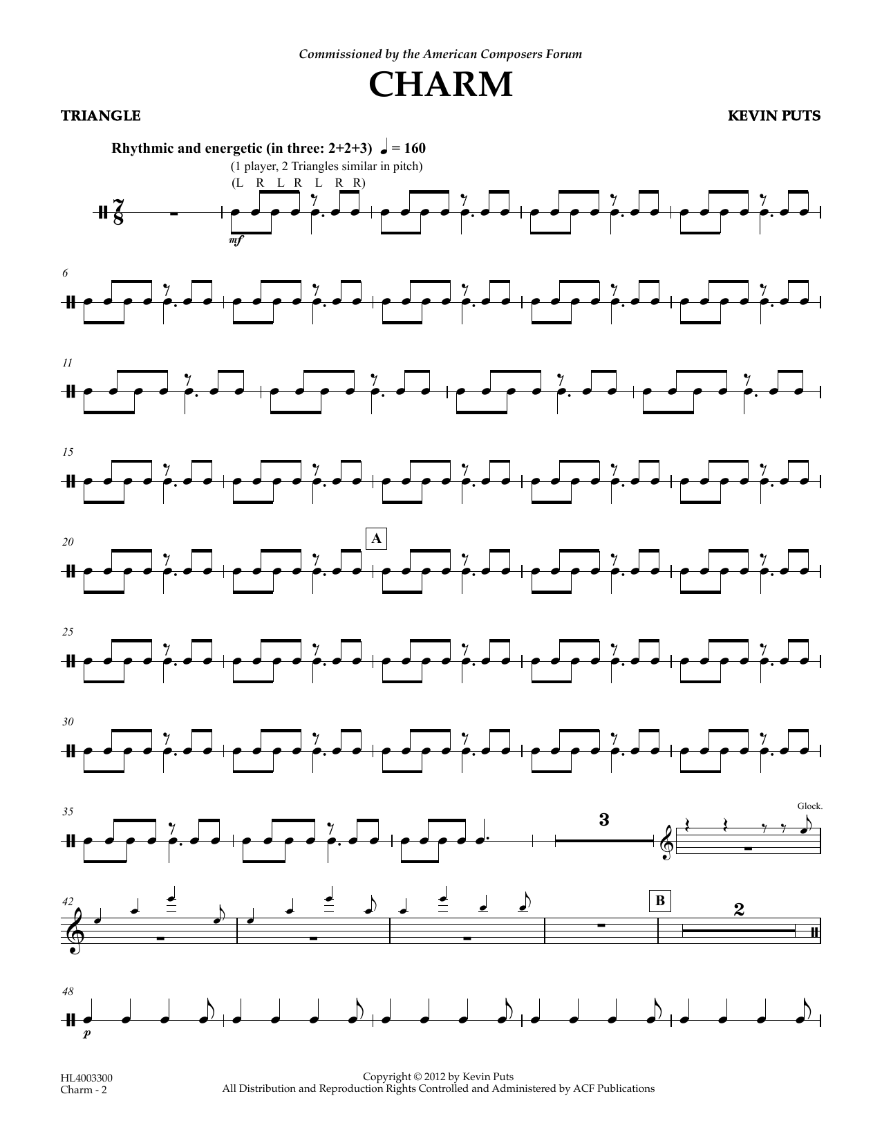 Kevin Puts Charm - Triangle Sheet Music Notes & Chords for Concert Band - Download or Print PDF