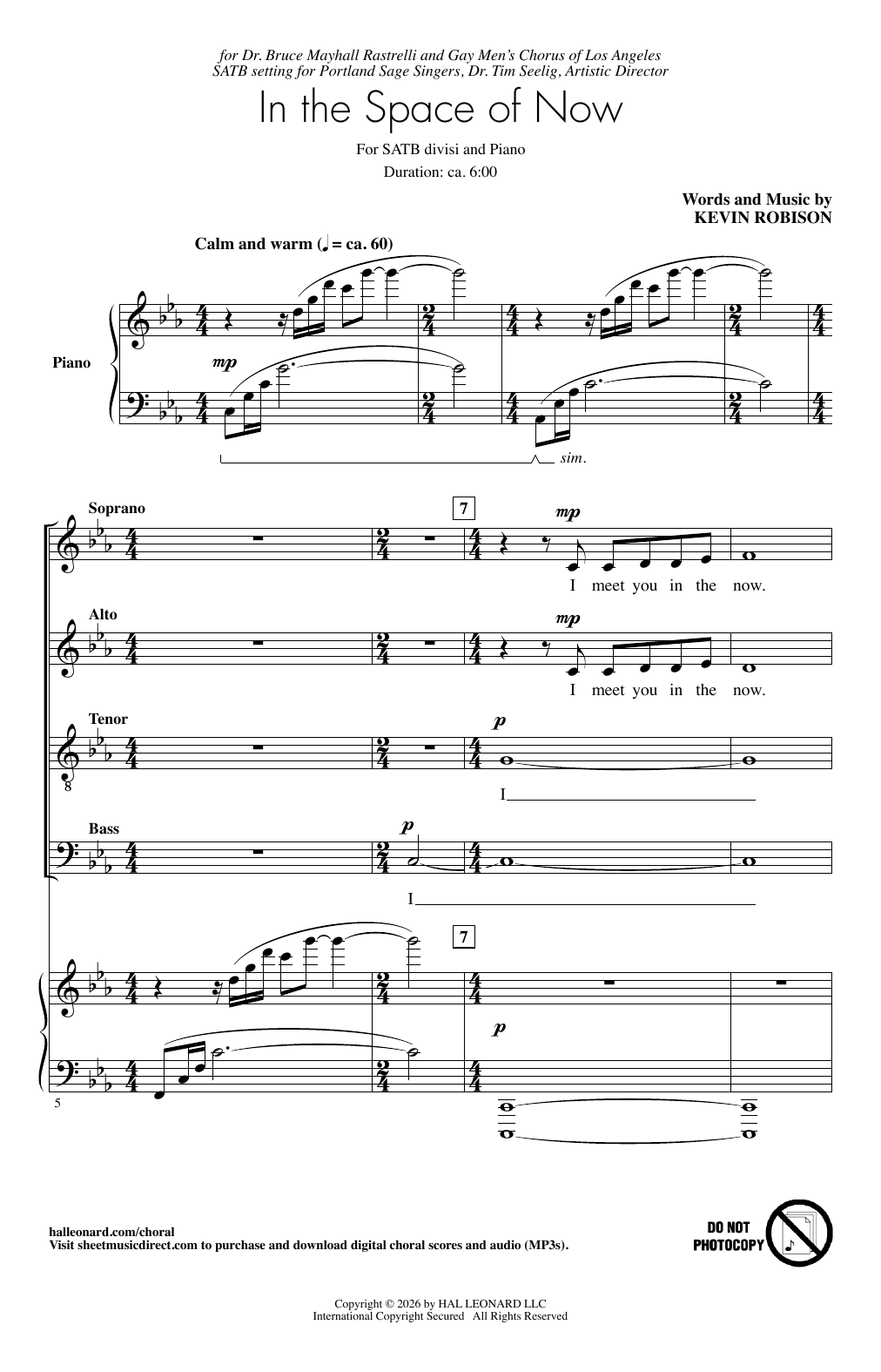 Kevin Robison In The Space Of Now Sheet Music Notes & Chords for SATB Choir - Download or Print PDF
