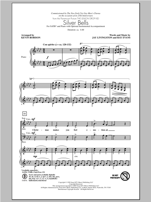Kevin Robison Silver Bells Sheet Music Notes & Chords for SATB - Download or Print PDF