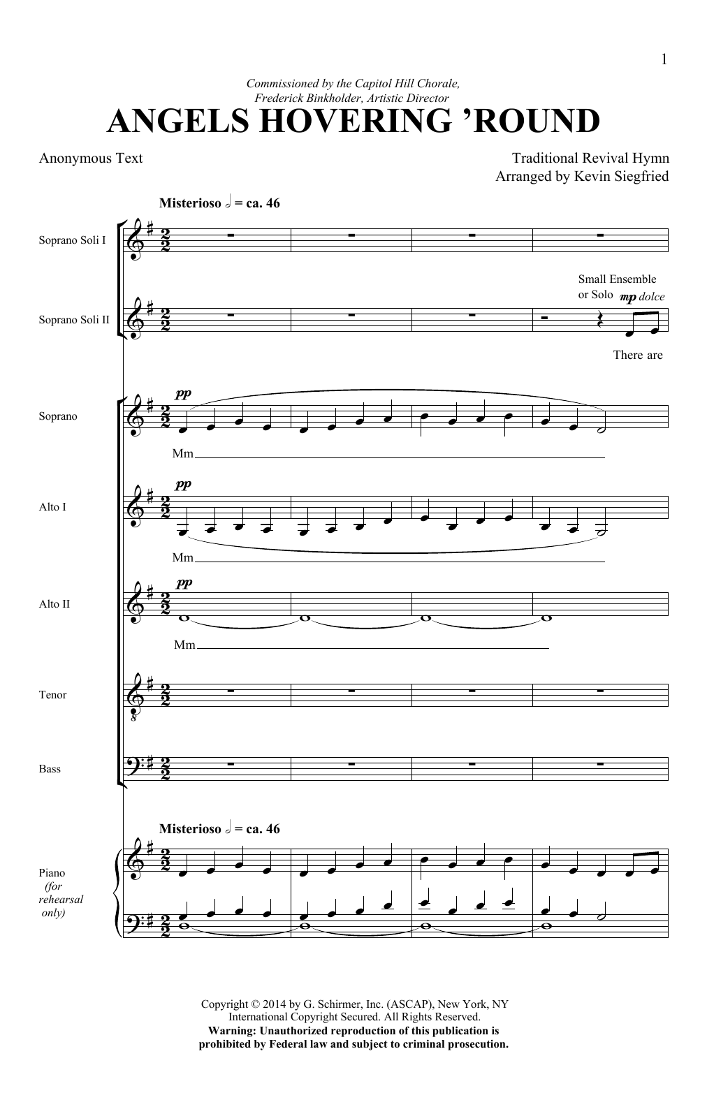 Kevin Siegfried Angels Hovering Round Sheet Music Notes & Chords for SATB - Download or Print PDF