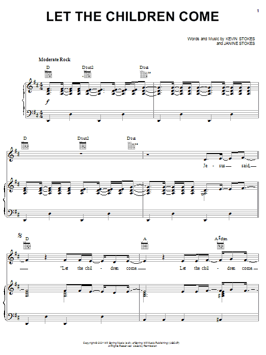 Kevin Stokes Let The Children Come Sheet Music Notes & Chords for Piano, Vocal & Guitar (Right-Hand Melody) - Download or Print PDF